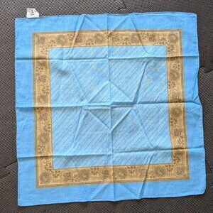 vintage Dayton's 70s 80s 100% cotton scarf made in Italy 19" square blue stripe